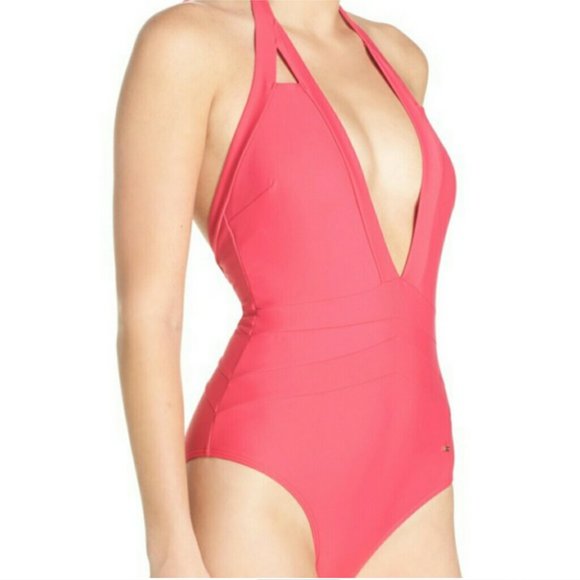 Ted Baker London Other - NWT Ted Baker Bright Pink Ralinda Halter One Piece Swimsuit.  SZ Ted 0/US 2
